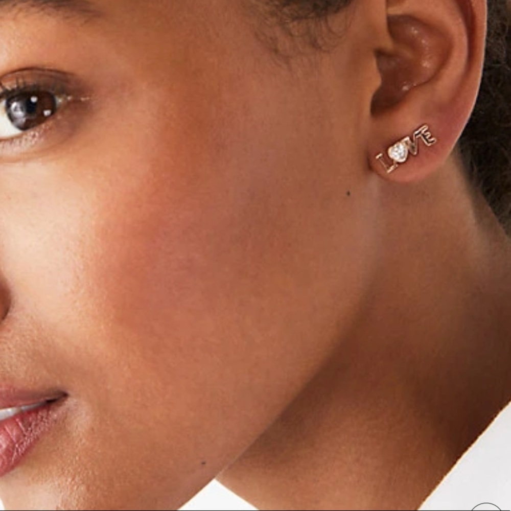 New KATE SPADE NEW YORK
Gold-Tone Cubic Zirconia "More Love" Stud Earrings - Picture 7 of 9